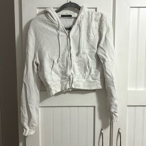One size Brandy Melville white cropped hoodie
